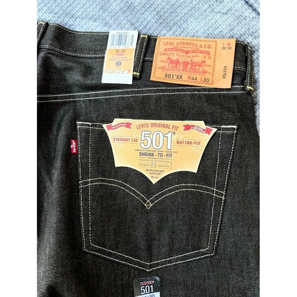 Levis 501 XX Original Fit Shrink-To-Fit Brown Denim Jeans Mens 44x30 NWT